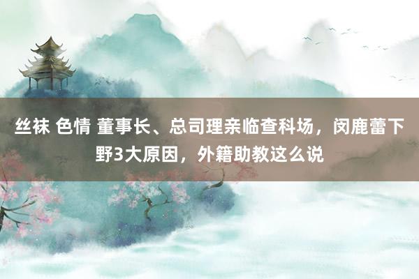 丝袜 色情 董事长、总司理亲临查科场，闵鹿蕾下野3大原因，外籍助教这么说