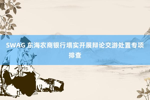 SWAG 东海农商银行塌实开展辩论交游处置专项排查