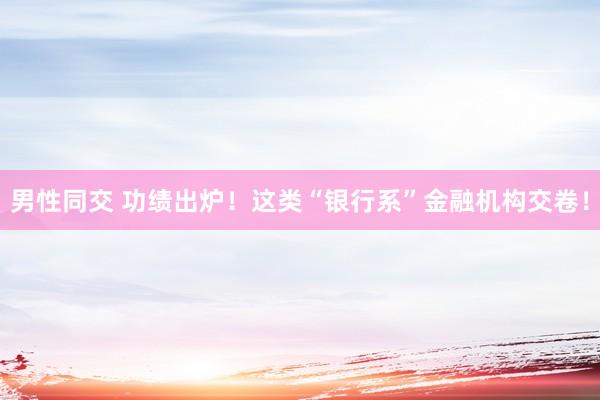男性同交 功绩出炉！这类“银行系”金融机构交卷！