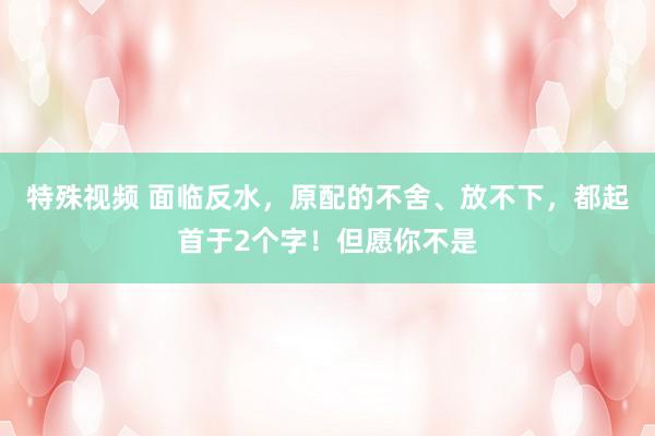 特殊视频 面临反水，原配的不舍、放不下，都起首于2个字！但愿你不是